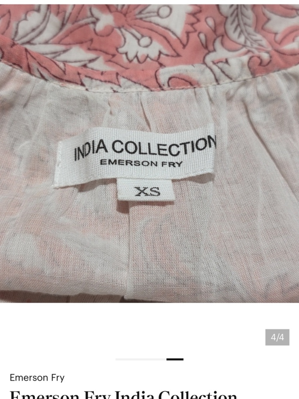 Emerson Fry India Collection Frances Blouse in Devina Flowers Pink Size XS - Picture 4 of 4